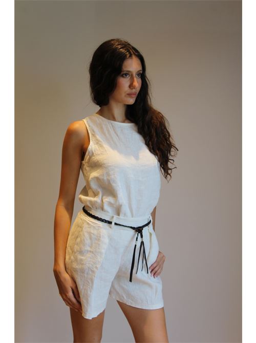 Blusa in lino smanicata DIECI MINUTI | 554443